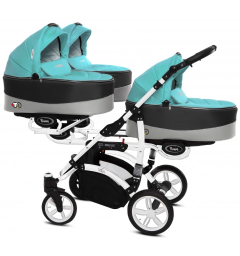 Babyactive Trippy White - wózek wielofunkcyjny, zestaw 2w1 z opcją 3w1 i 4w1 | 11 Tropic Green